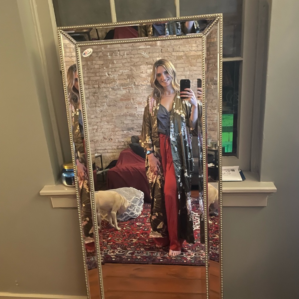 KIM+ONO Women's Satin Kimono Robe Long - Floral